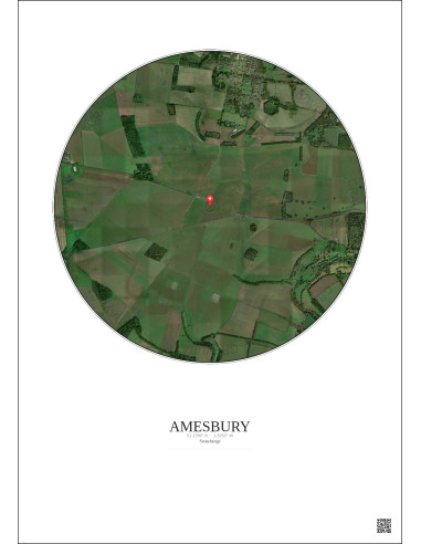 Amesbury - Vue satellite personnalisée 2.5 km · Couleur · Fond clair