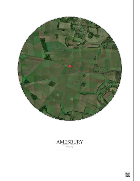 Amesbury - Vue satellite personnalisée 2.5 km · Couleur · Fond clair