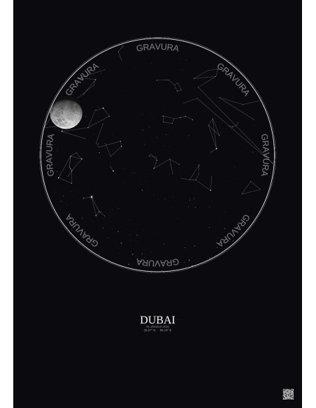 Dubai - Carte du ciel personnalisée · Fond foncé