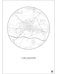 Carcassonne City Map Poster 5km | Gravura – Light background