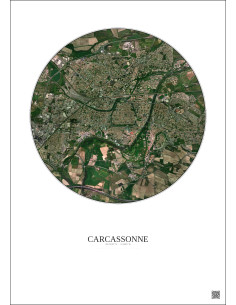 Carcassonne Satellite View Poster 2.5km Color | Gravura – Light background