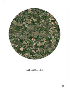 Carcassonne Satellite View Poster 5km Color | Gravura – Light background