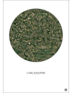 Carcassonne Satellite View Poster 10km Color | Gravura – Light background
