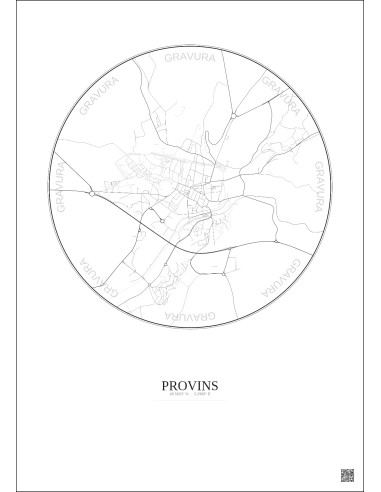 Affiche Provins – Poster carte de ville 2.5km | Gravura – Fond clair
