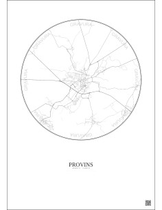 Affiche Provins – Poster carte de ville 5km | Gravura – Fond clair