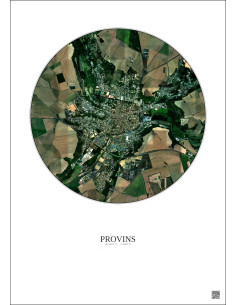 Provins Satellite View Poster 2.5km Color | Gravura – Light background