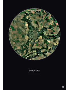 Provins Satellite View Poster 5km Color | Gravura – Dark background