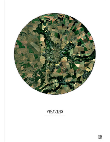 Provins Satellite View Poster 5km Color | Gravura – Light background