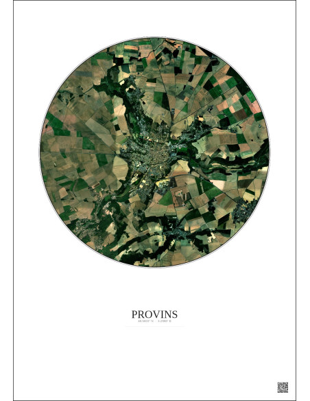 Provins Satellite View Poster 5km Color | Gravura – Light background