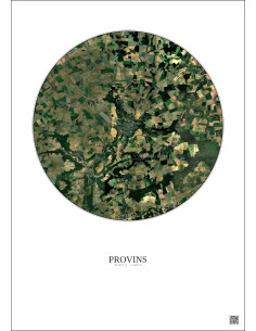 Provins Satellite View Poster 10km Color | Gravura – Light background