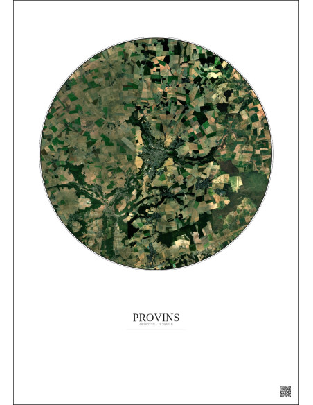 Affiche Provins – Poster vue satellite 10km Couleur | Gravura – Fond clair