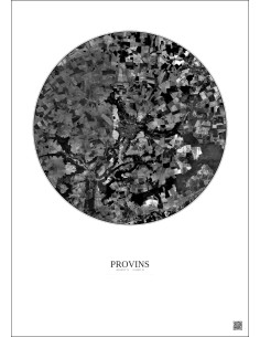 Provins Satellite View Poster 10km B&W | Gravura – Light background