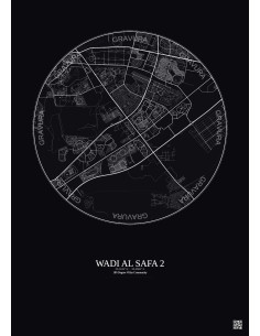 Wadi Al Safa 2 - Custom City Map 10 km · Dark background