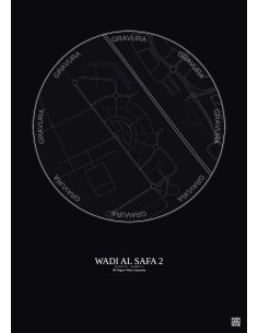 Wadi Al Safa 2 - Custom City Map 1 km · Dark background