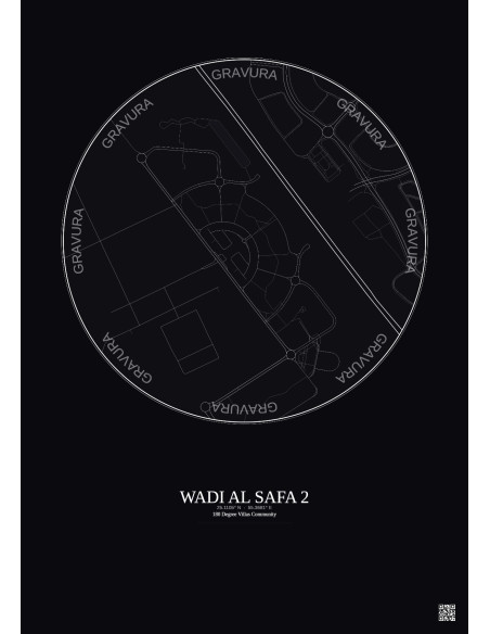 Wadi Al Safa 2 - Custom City Map 1 km · Dark background