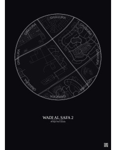 Wadi Al Safa 2 - Custom City Map 2.5 km · Dark background