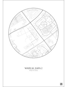 Wadi Al Safa 2 - Custom City Map 2.5 km · Light background