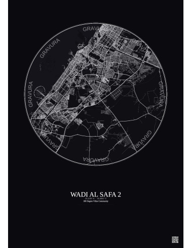 Wadi Al Safa 2 - Carte de ville personnalisée 30 km · Fond foncé