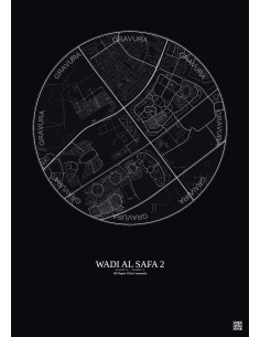 Wadi Al Safa 2 - Custom City Map 5 km · Dark background