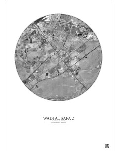 Wadi Al Safa 2 - Custom Satellite View 10 km · B&W · Light background