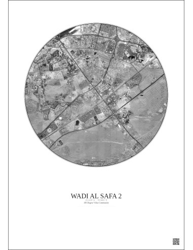 Wadi Al Safa 2 - Custom Satellite View 10 km · B&W · Light background