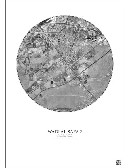Wadi Al Safa 2 - Custom Satellite View 10 km · B&W · Light background