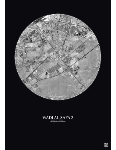 Wadi Al Safa 2 - Custom Satellite View 10 km · B&W · Dark background
