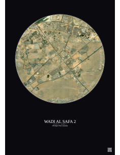 Wadi Al Safa 2 - Custom Satellite View 10 km · Color · Dark background