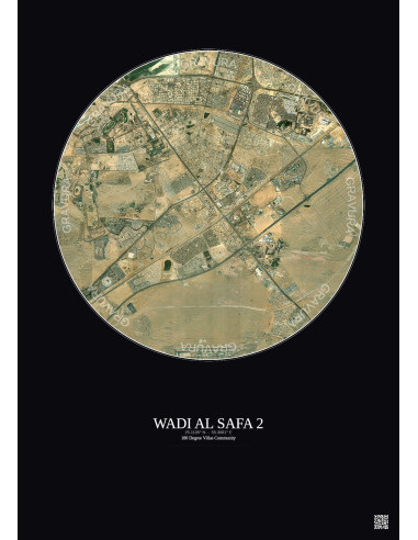 Wadi Al Safa 2 - Vue satellite personnalisée 10 km · Couleur · Fond foncé