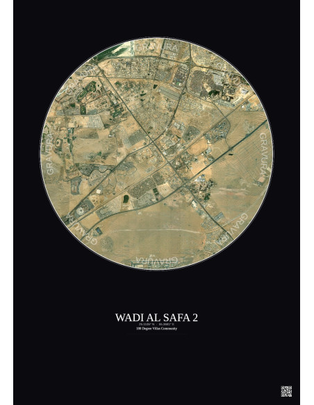 Wadi Al Safa 2 - Vue satellite personnalisée 10 km · Couleur · Fond foncé