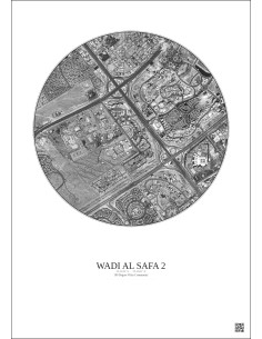 Wadi Al Safa 2 - Custom Satellite View 2.5 km · B&W · Light background