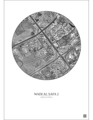 Wadi Al Safa 2 - Vue satellite personnalisée 2.5 km · N&B · Fond clair