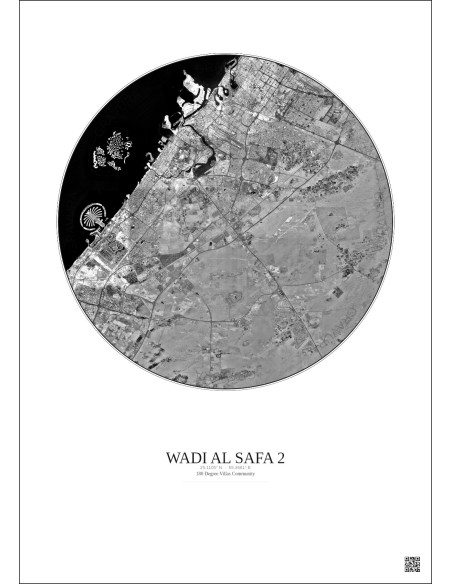 Wadi Al Safa 2 - Vue satellite personnalisée 30 km · N&B · Fond clair