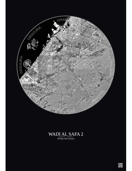 Wadi Al Safa 2 - Custom Satellite View 30 km · B&W · Dark background
