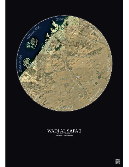 Wadi Al Safa 2 - Vue satellite personnalisée 30 km · Couleur · Fond foncé