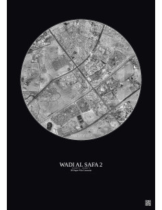 Wadi Al Safa 2 - Custom Satellite View 5 km · B&W · Dark background