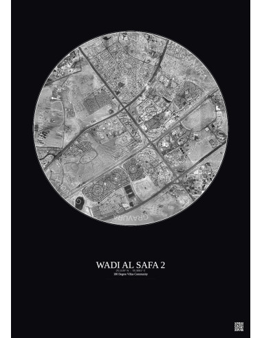 Wadi Al Safa 2 - Custom Satellite View 5 km · B&W · Dark background