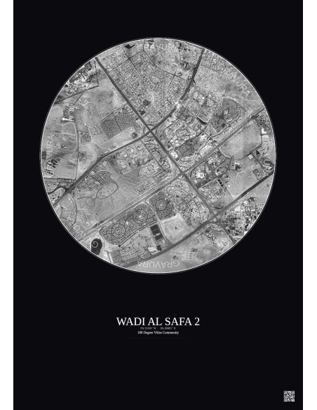 Wadi Al Safa 2 - Custom Satellite View 5 km · B&W · Dark background