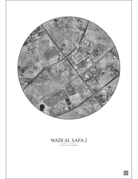 Wadi Al Safa 2 - Vue satellite personnalisée 5 km · N&B · Fond clair