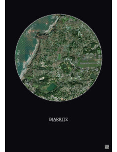 Biarritz Satellite View Poster 2.5km Color | Gravura – Dark background