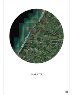 Biarritz Satellite View Poster 5km Color | Gravura – Light background
