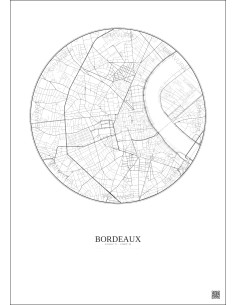 Affiche Bordeaux – Poster carte de ville 2.5km | Gravura – Fond clair