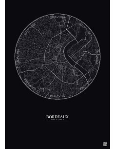 Bordeaux City Map Poster 5km | Gravura – Dark background
