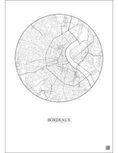 Affiche Bordeaux – Poster carte de ville 5km | Gravura – Fond clair