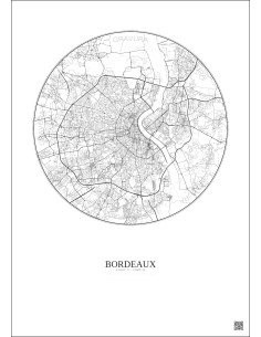 Affiche Bordeaux – Poster carte de ville 10km | Gravura – Fond clair