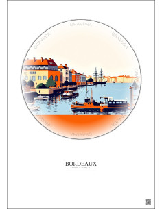 Affiche Bordeaux – Poster illustration vintage – Bordeaux | Gravura – Fond clair