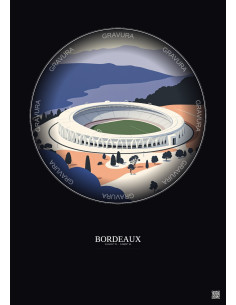 Affiche Bordeaux – Poster illustration vintage – Stade Atlantique | Gravura – Fond foncé