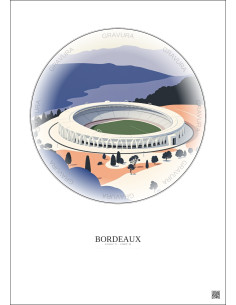 Affiche Bordeaux – Poster illustration vintage – Stade Atlantique | Gravura – Fond clair