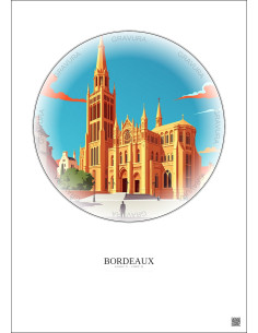 Affiche Bordeaux – Poster illustration vintage – Cathedrale Saint Andre De Bordeaux | Gravura – Fond clair