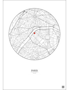 Paris - Carte de ville personnalisée 2.5 km · Fond clair